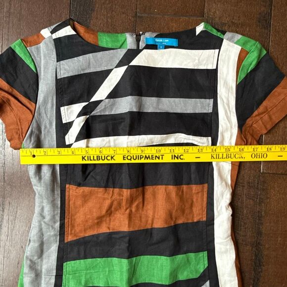 Derek Lam linen cotton blend dress women’s size 6 geometric abstract sheath knee - Picture 8 of 9